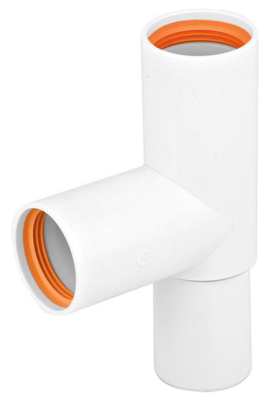 Grenrør med 2 muffer Hvit, Faluplast