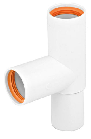 Grenrør med 2 muffer Hvit, Faluplast