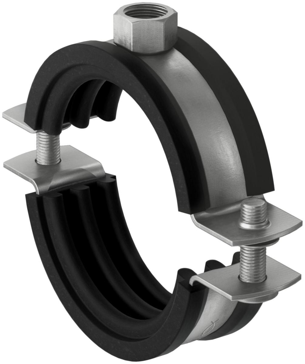 Rørklammer FRS m/dempegummi, A2 rustfri, fischer