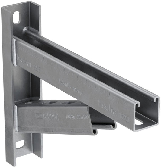 Konsoll m/støtte FCAM, varmforzinket, FUS skinnesystem, fischer