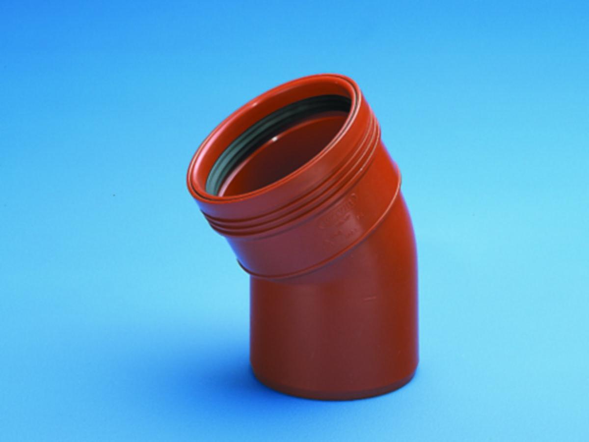 Bend 15° for avløp, rødbrun PP, Wavin