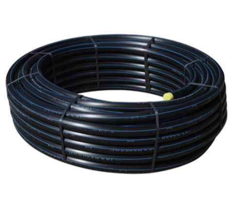 Trykkrør i kveil, PE 100 SDR 11 RC, rødbrun stripe. Wavin