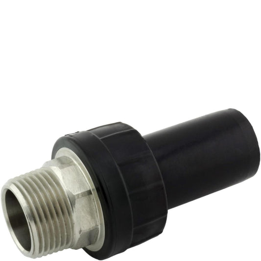 Nippelmuffe lang PE100 med syrefast utvendig gjenge NIFE-SS, GPA - GPA Flowsystem