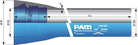 Støpejernsrør Duktilt 2-kamret Universal Natural BioZinalium, PAM