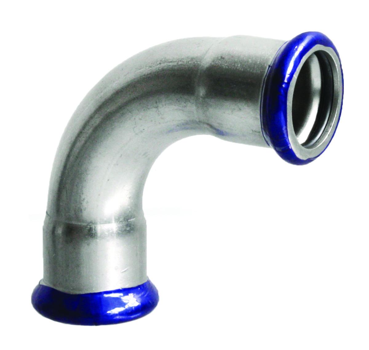 Bend 90° med 2 muffer, syrefast, A-press - a-collection