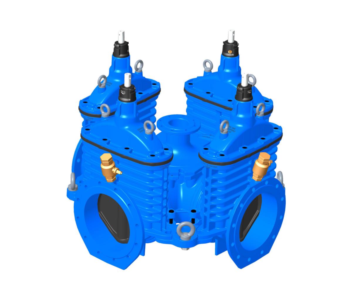 Combi kryss FLEX m/4 ventiler, m/serviceventil, 420 spindel, Ulefos