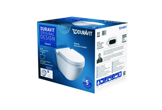 Veggskål Starck 3 sampakke med SoftClose sete, rimless, Duravit