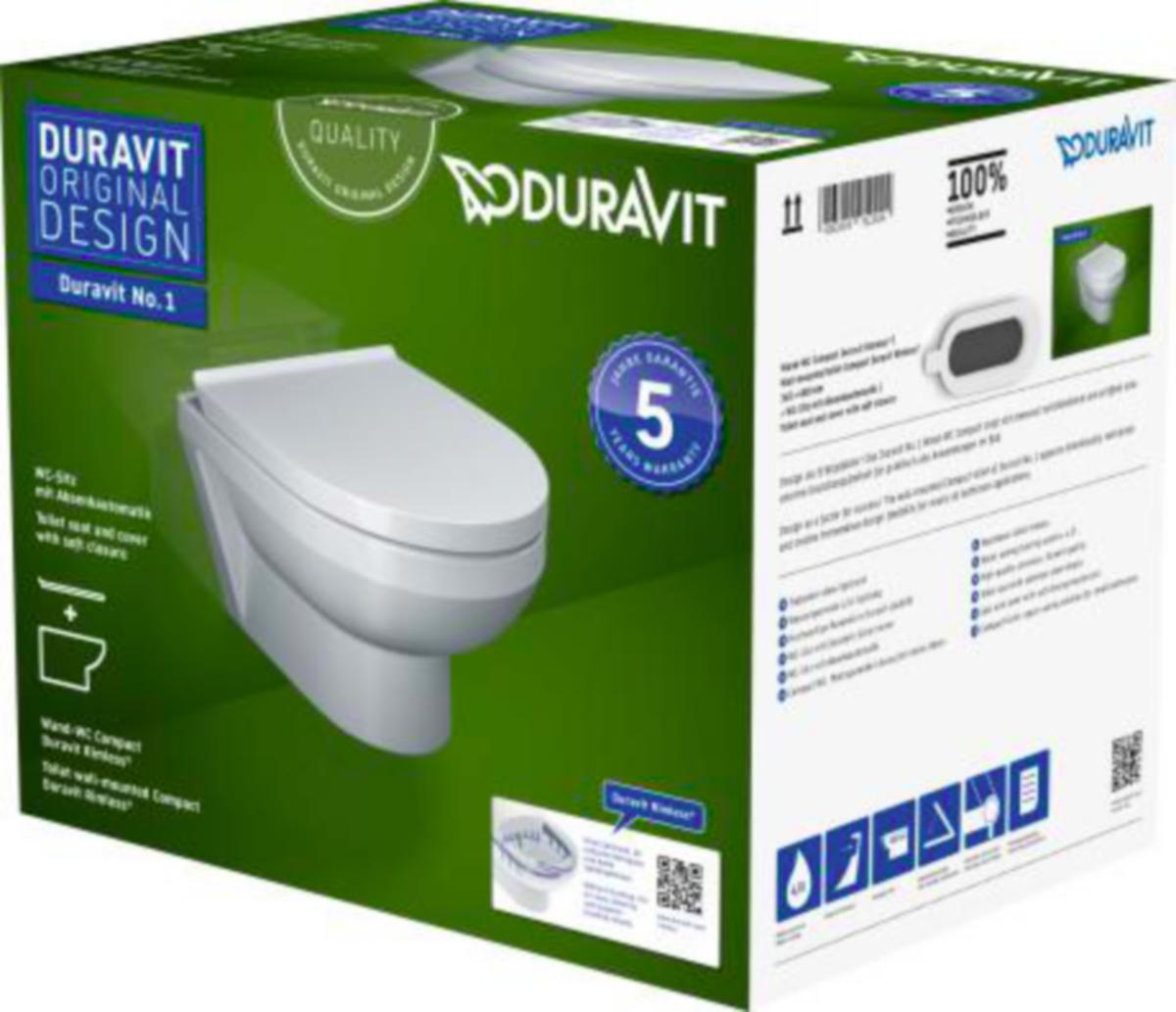 Duravit No.1 Rimless pakke, veggskål + sete