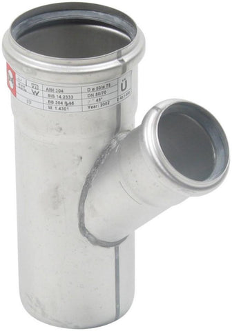 Grenrør 45° enkelt, AISI 316L, Europipe - Blücher