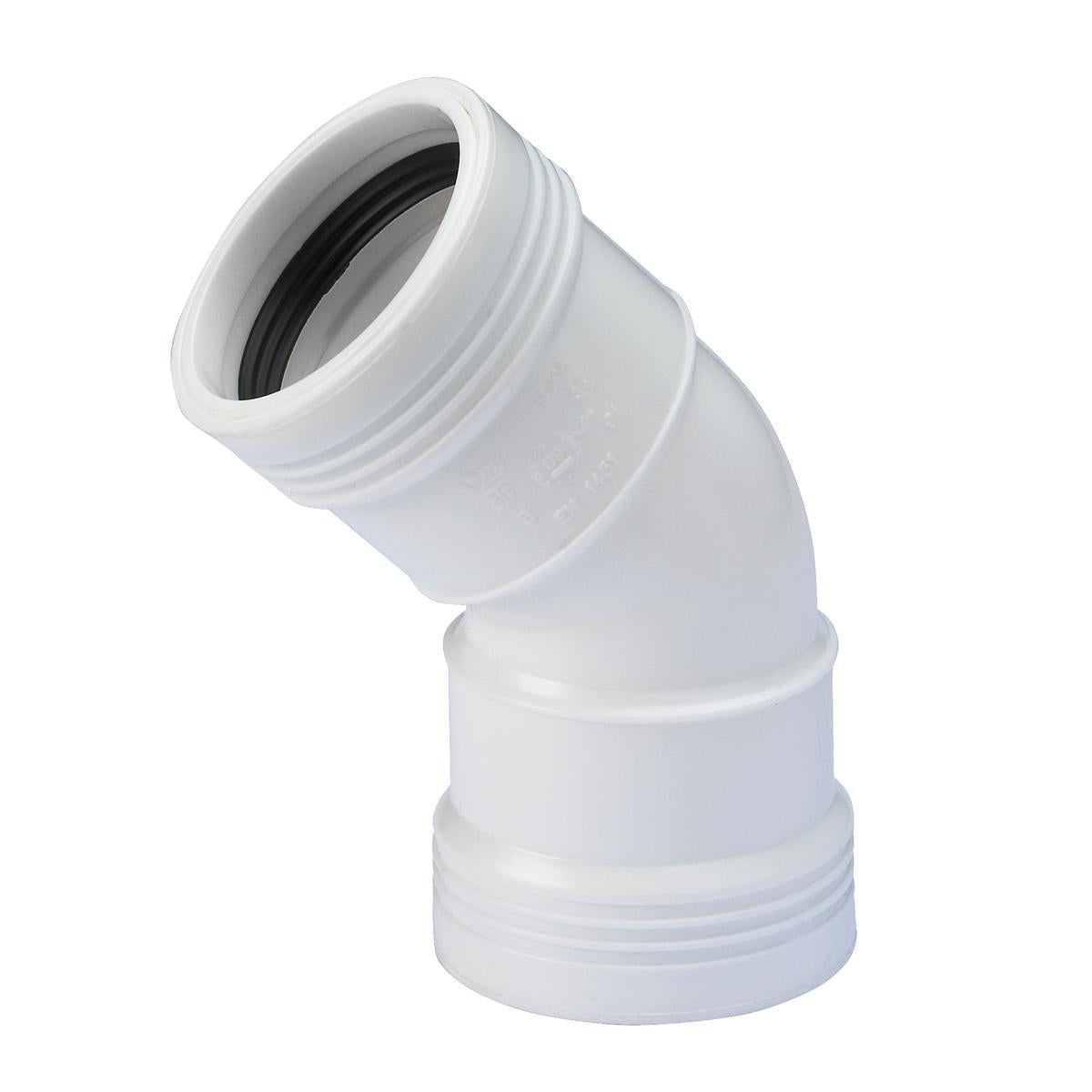 Bend 45° hvit, Wafix pluss - Wavin