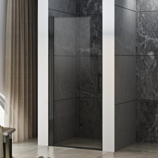 Dusjdør Imber II Black rett matt svart klart glass, a-collection