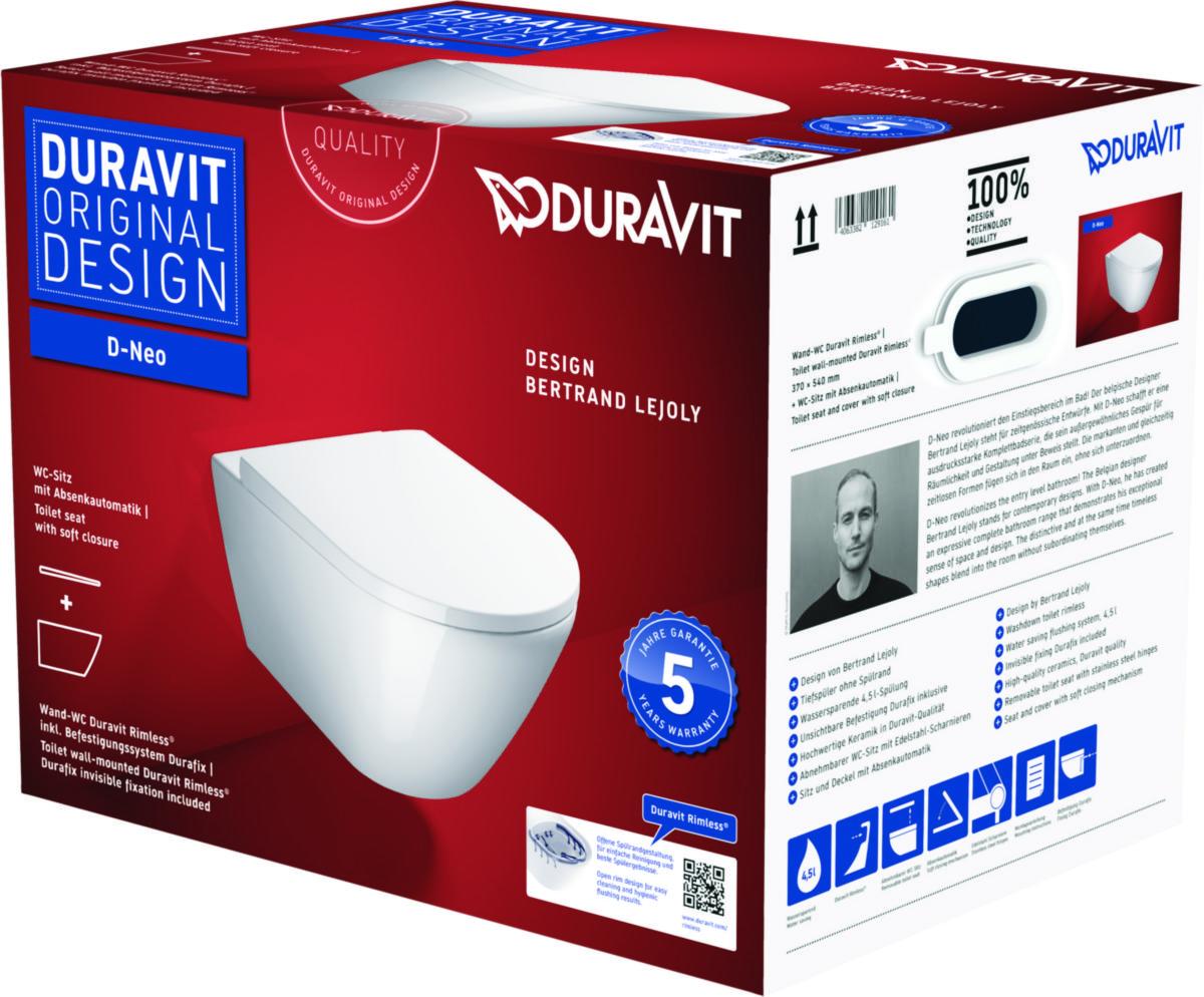 Veggskål sett D-Neo Rimless, Duravit