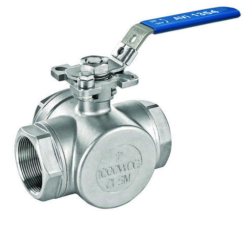Kuleventil 3-veis L-løp AISI316/PTFE, a-collection - SIP