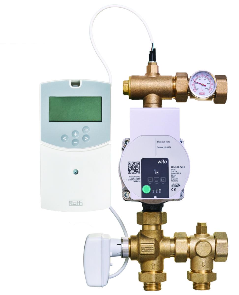 Shunt med 3-veis ventil og Alpha2 elektronisk, Roth