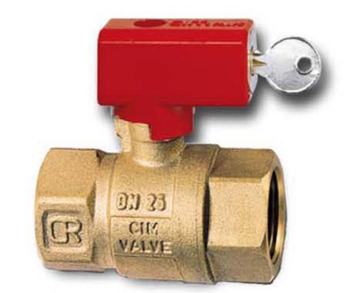 Kuleventil CIM 12CRSI messing med lås - Cimberio