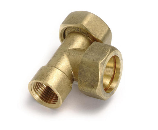 T-rør med 2 kuplinger Isiflo, messing - Raufoss Water and Gas