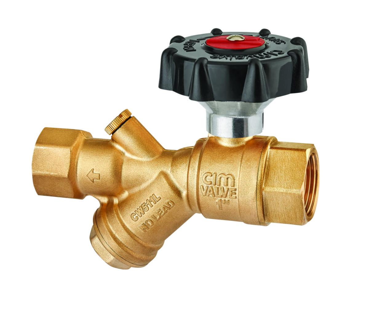 Kuleventil Cim 6622CRNL m/tilbakeslagsventil og filter. blyfri. m/gir - Cimberio