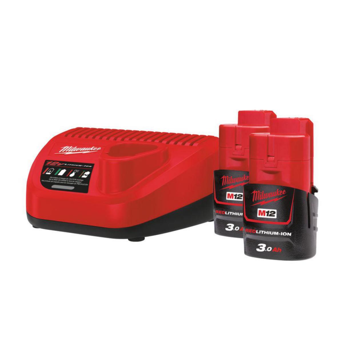 Batterisett Milwaukee M12 NRG-302 12V 2x3.0Ah
