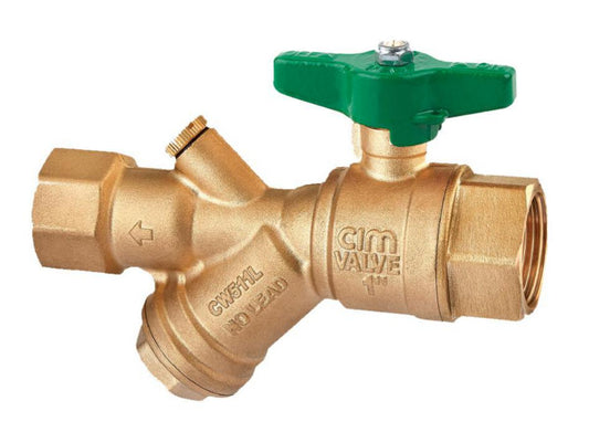 Kuleventil Cim 622CRNL m/tilbakeslagsventil og filter. blyfri. m/vinge - Cimberio