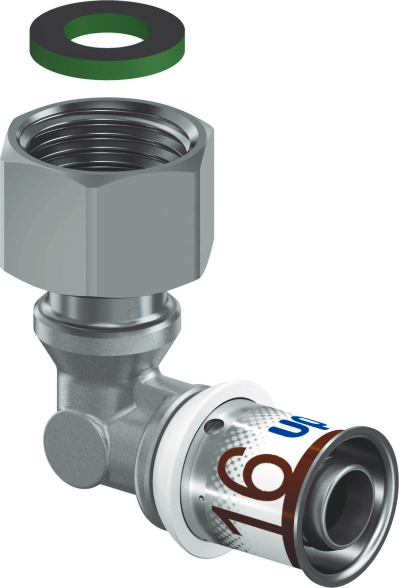 Albue med løpemutter - S-Press PLUS, Uponor