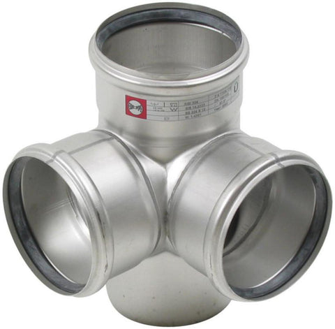 Hjørne grenrør 87.5° dobbelt, type 832, AISI 316L, Europipe - Blücher