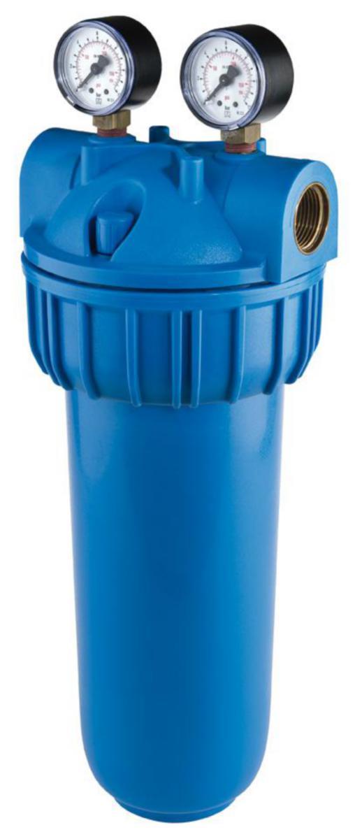 Filterhus blått for patroner Plus 3P SX m/innvendige gjenger og manometer - AxFlow