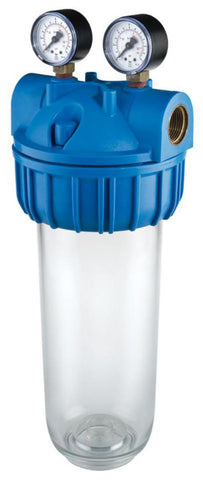 Filterhus for patroner Plus 3P SX m/innvendige gjenger og manometer - AxFlow