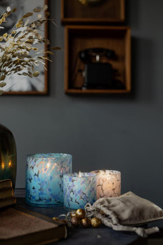 Glasslanterne Svart mønster 10cm