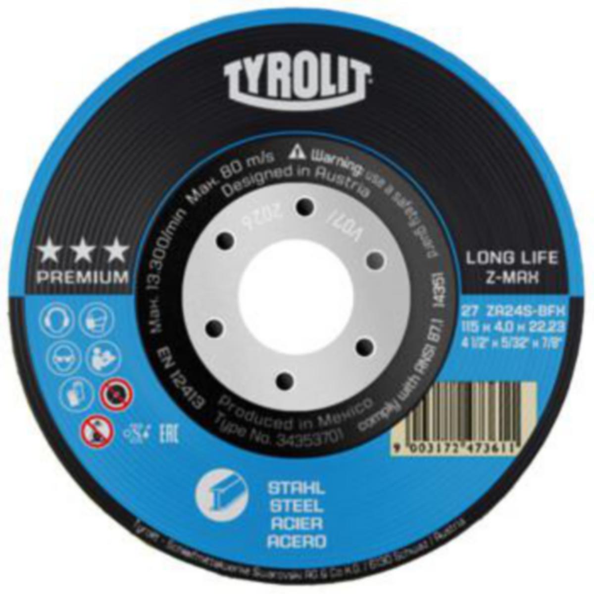 Navrondell Tyrolit Premium LONGLIFE Z-MAX for stål