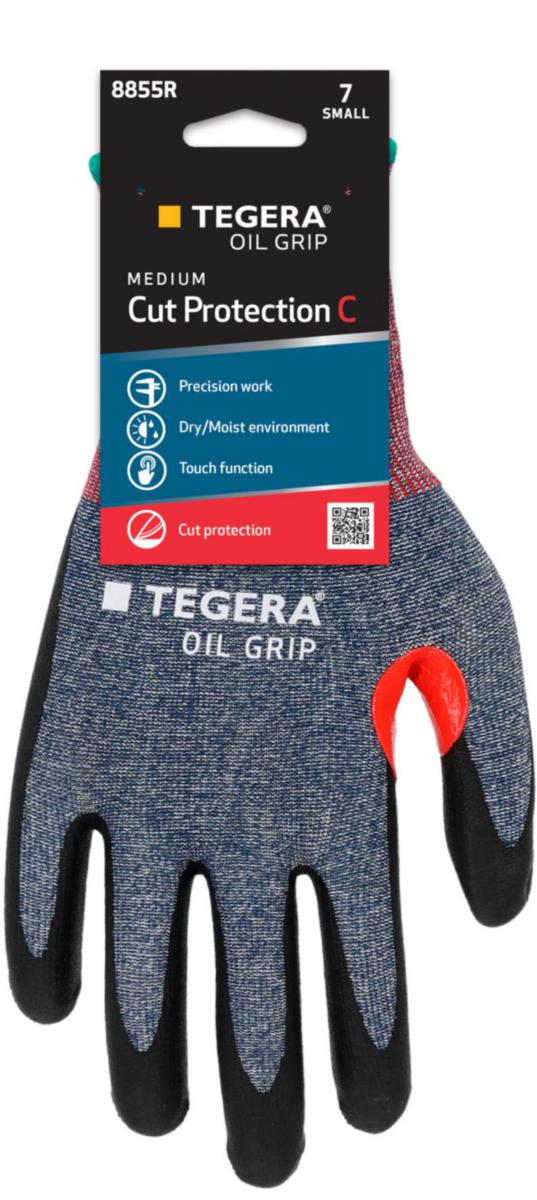 Monteringshanske skumnitril Tegera® Oil Grip 8855R Cut C