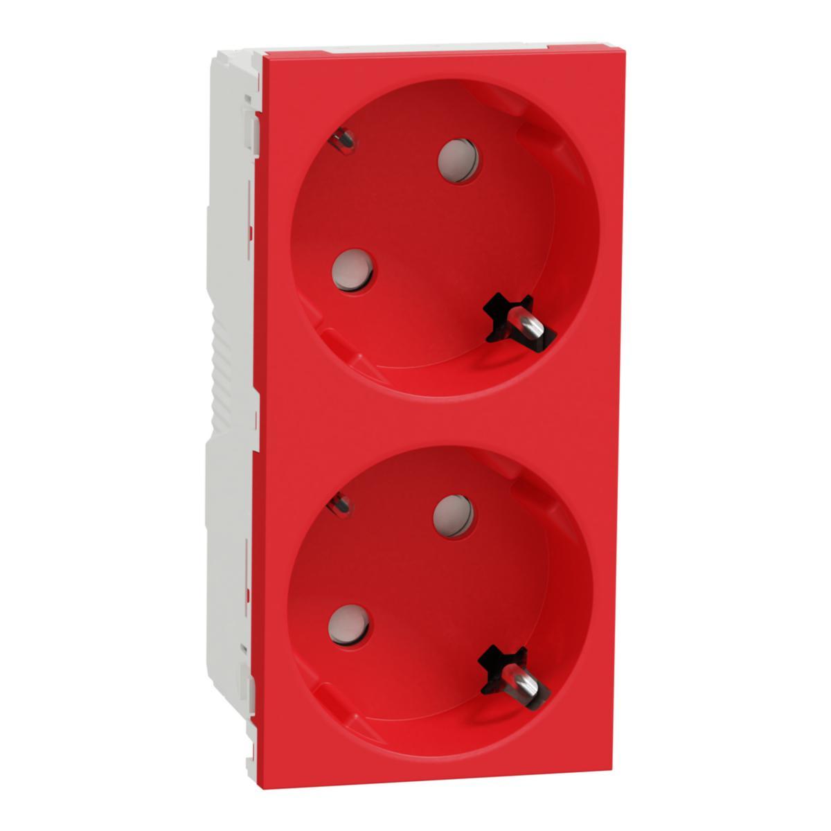 Stikkontakt Schneider 2-veis 2P+E hurtigklemme - 16