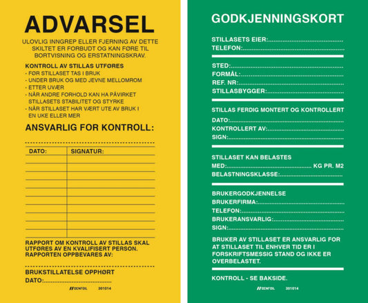 Stillasskilt 2-sidig