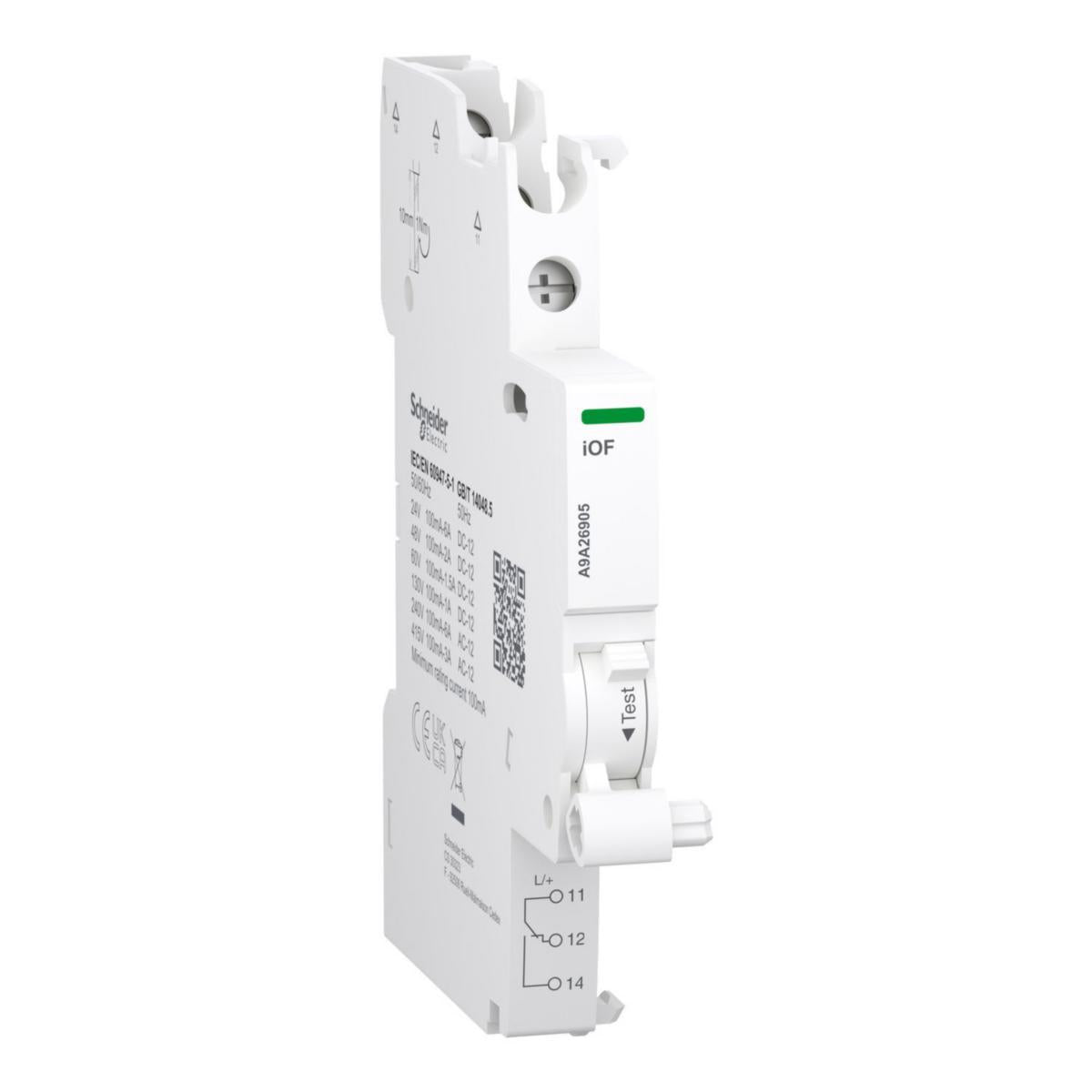 Acti9 hjelpekontakt - 1 vekselkontakt - standard - for iC60 og iID dobbelklemme - Schneider Electric