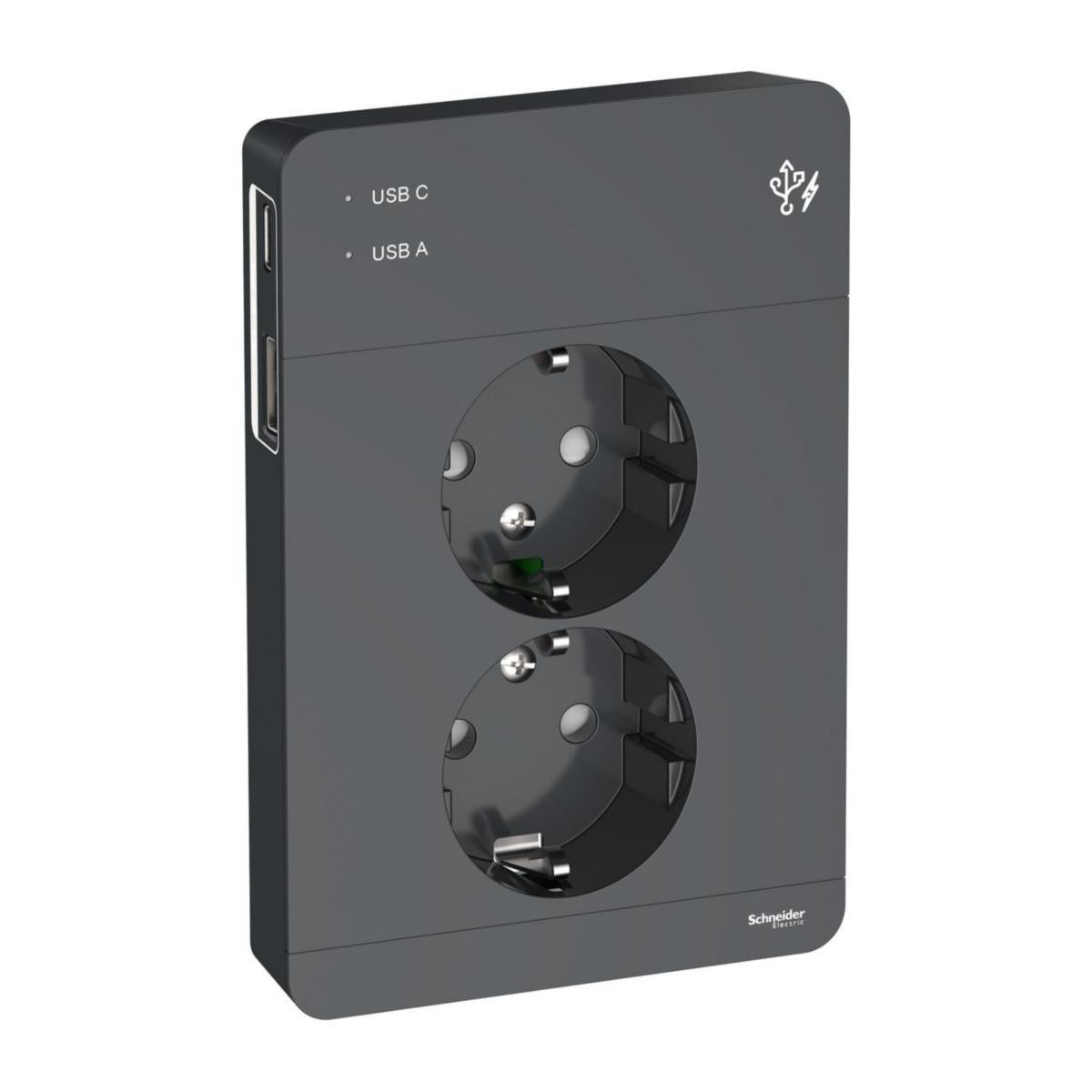 Stikkontakt Dobbel med USB A+C - Schneider Electric