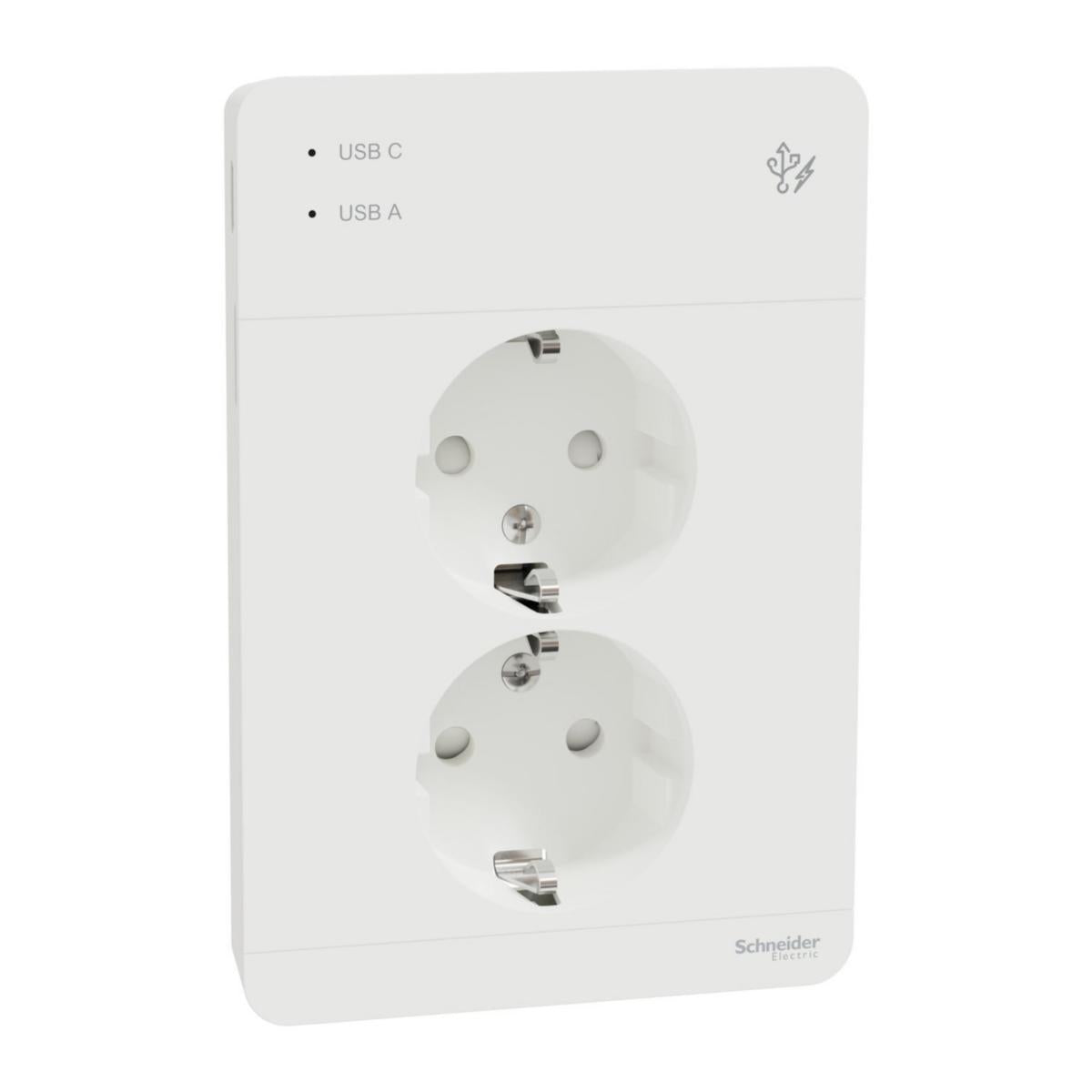 Stikkontakt Dobbel med USB A+C - Schneider Electric
