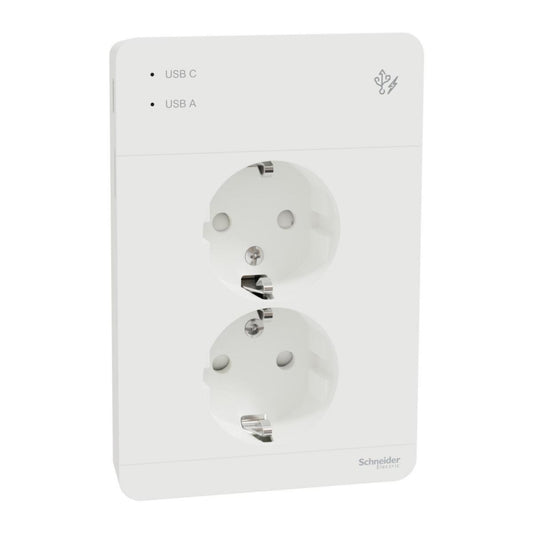 Stikkontakt Dobbel med USB A+C - Schneider Electric