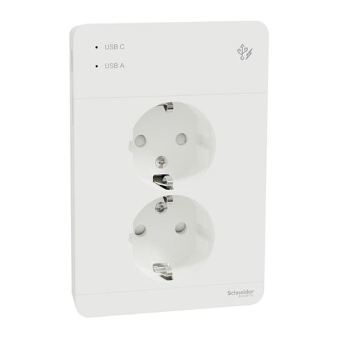 Stikkontakt Dobbel med USB A+C - Schneider Electric