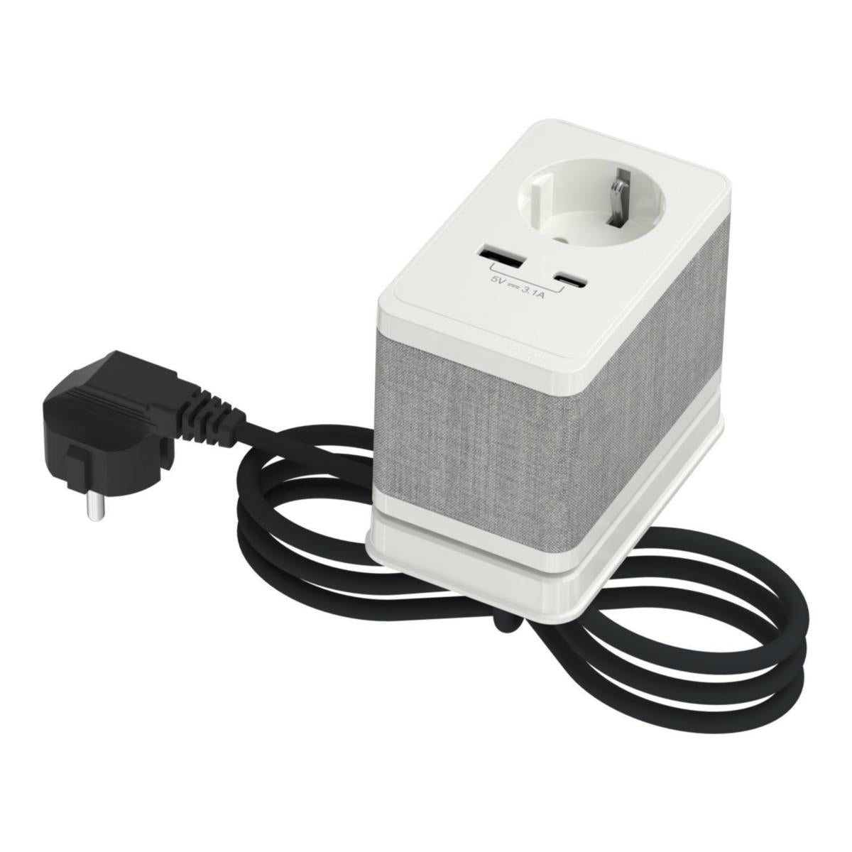 Bordenhet S - 1 enkel stikkontakt med USB A og C - Schneider Electric