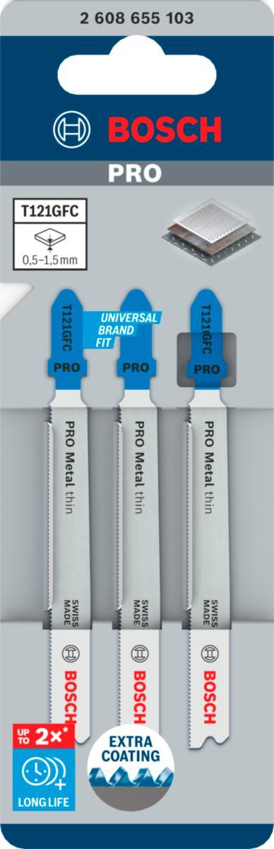 Stikksagblad Bosch T 121 GFC Pro for Metal thin 3pk