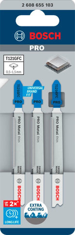 Stikksagblad Bosch T 121 GFC Pro for Metal thin 3pk