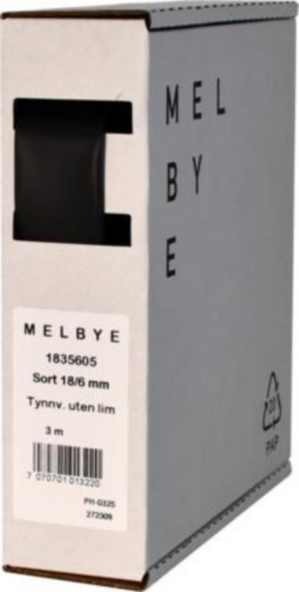 Krympeslange Melbye Tynnvegget, uten lim, svart, i spoleboks