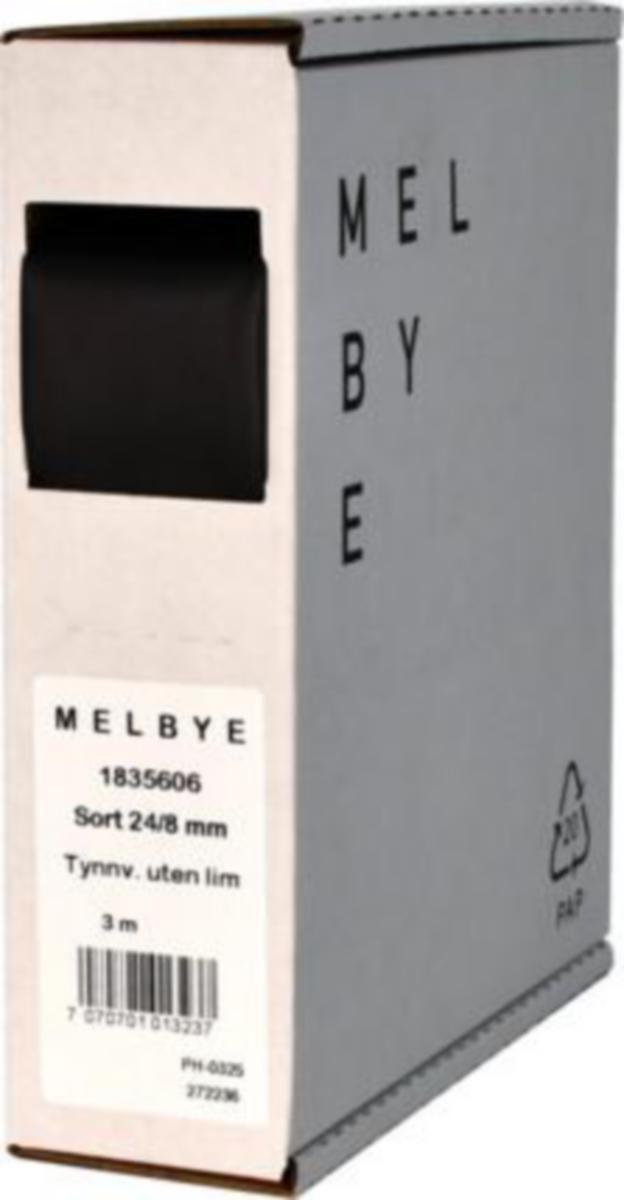 Krympeslange Melbye Tynnvegget, uten lim, svart, i spoleboks