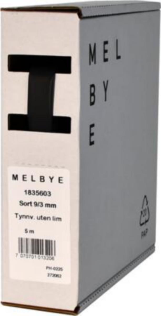 Krympeslange Melbye Tynnvegget, uten lim, svart, i spoleboks