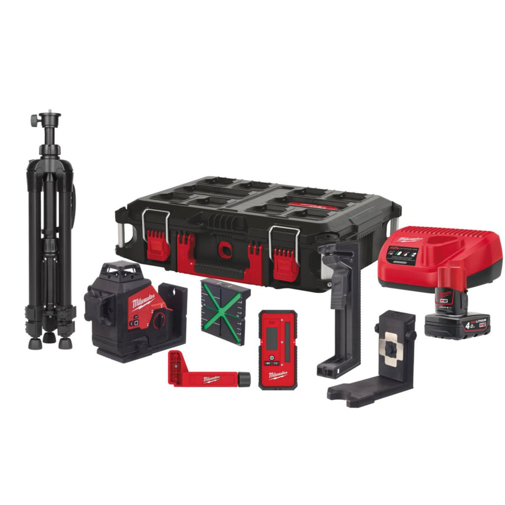 3-planslaser Milwauke M12 3PLKIT-401P fra Milwaukee