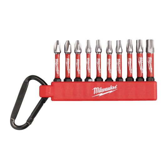 Bitssett Milwaukee Shockwave karabinkrok 10 deler