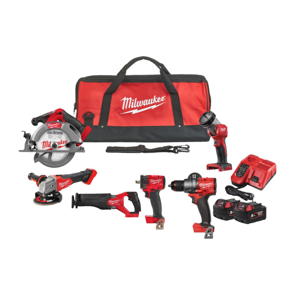 Kombipakke M18 FPP6H3-502B Milwaukee 18V 2x5.0Ah fra Milwaukee