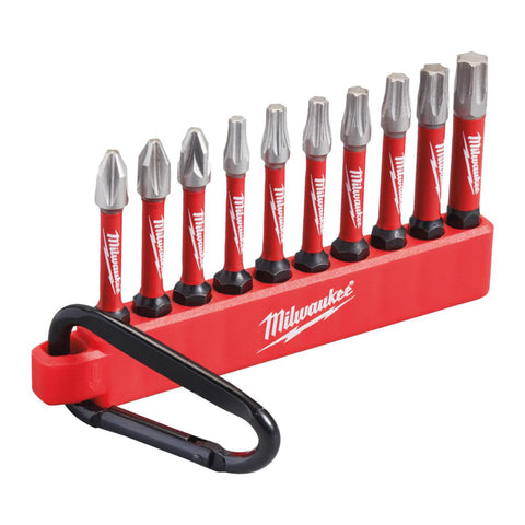 Bitssett Milwaukee Shockwave karabinkrok 10 deler