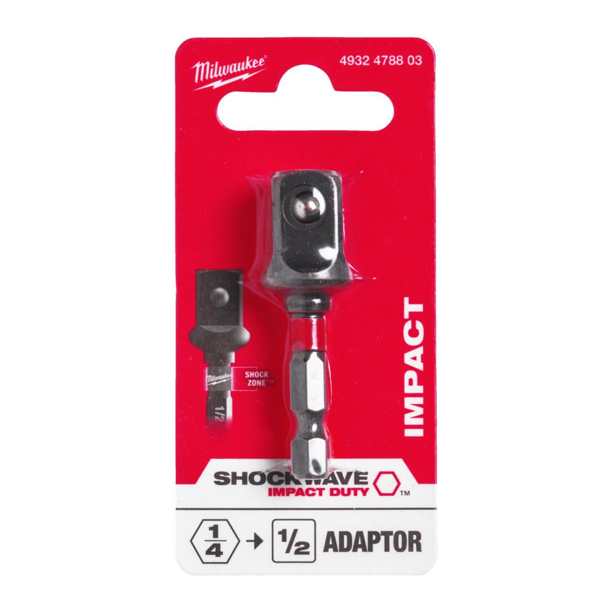 Pipeadapter Shockwave Milwaukee 1/4 HEX 1/2 Firkant