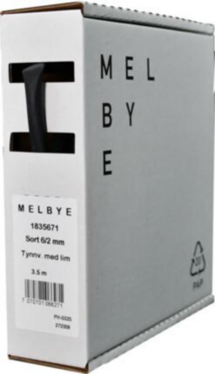 Krympeslange Melbye Tynnvegget, med lim, svart, i spoleboks