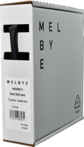 Krympeslange Melbye Tynnvegget, med lim, svart, i spoleboks